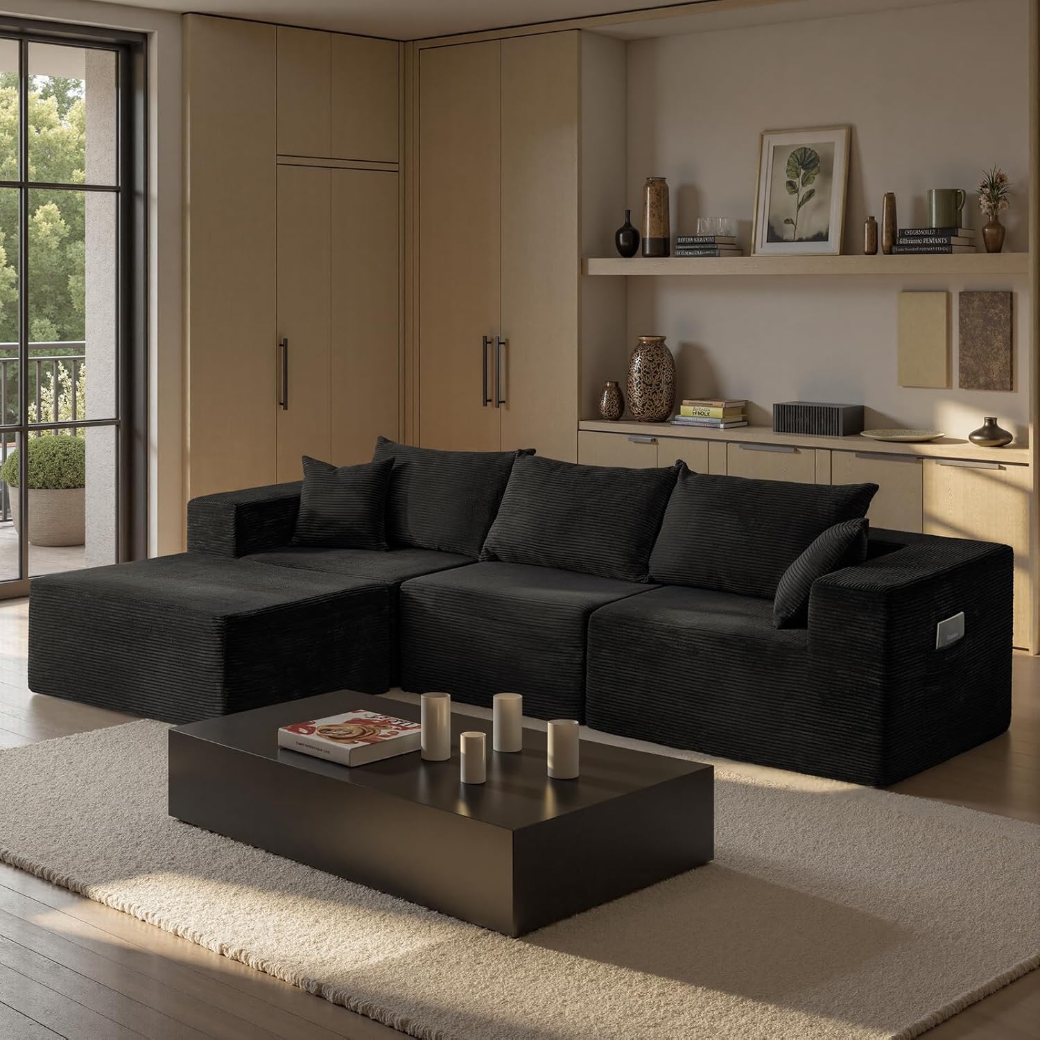Cloud sofa with L-shaped lounge chair modern modular sofa with deep seats