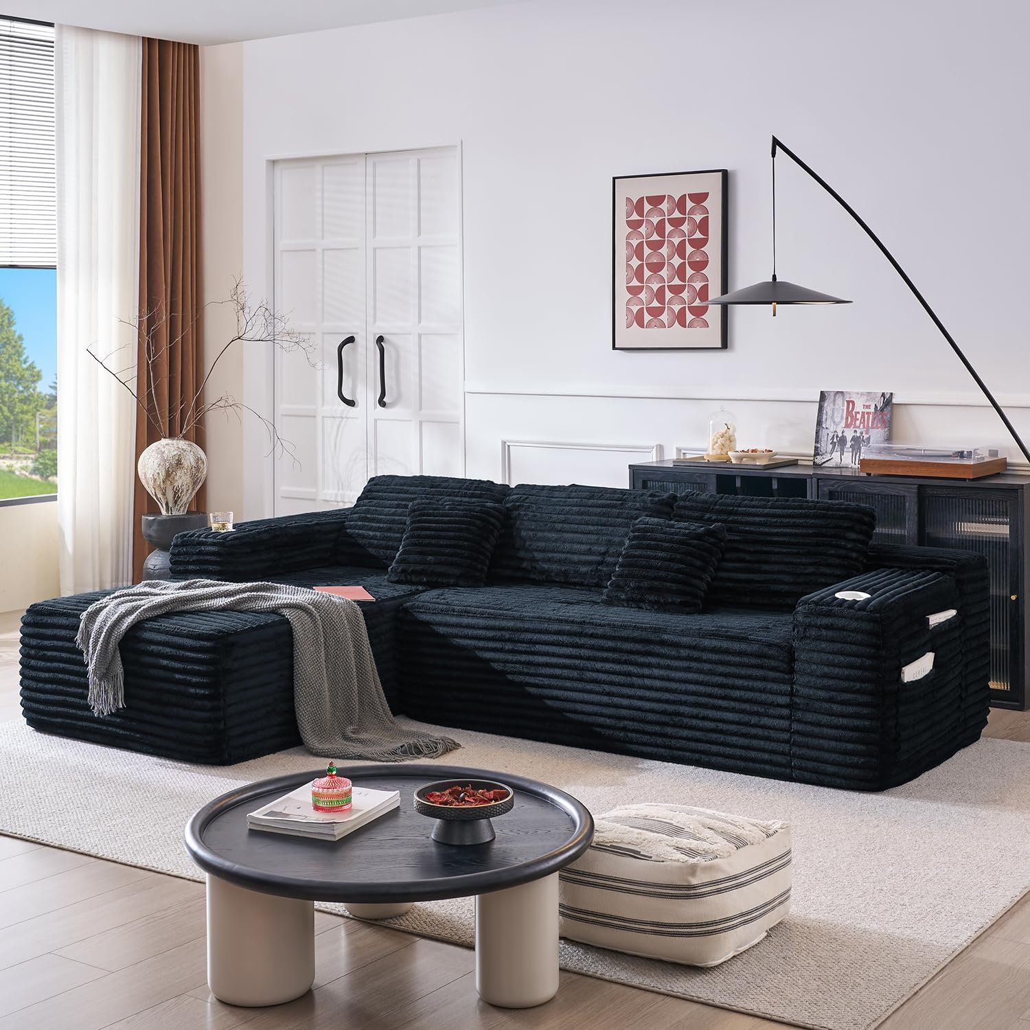 Cloud Sectional Couch with L-Shape Chaise, Modern Modular Sofa with Deep Seat, Built-in Cup Holder & Storage Pocket for Living Room Bedroom, No Assembly Required (Dark Gray, Left Sitting Chaise)