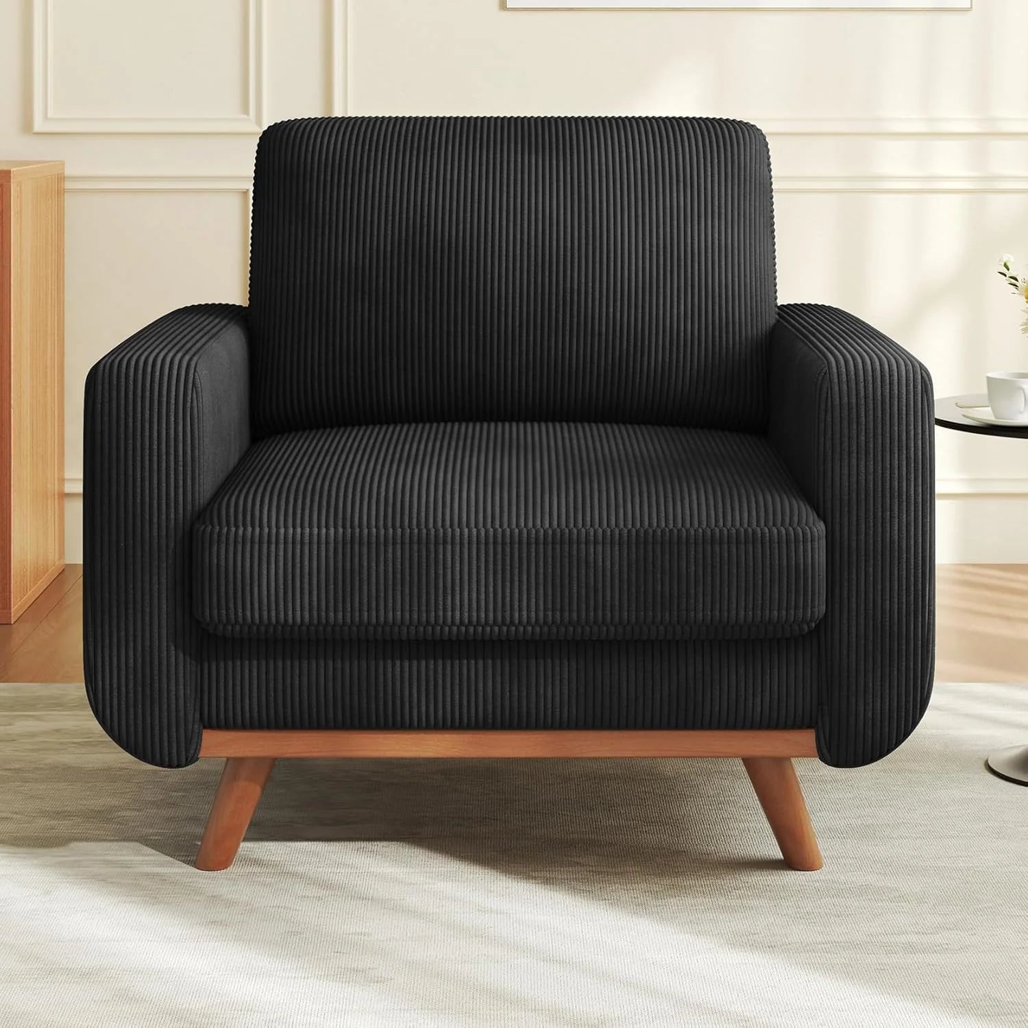 Vesgantti 68" Loveseat Sofa - Green, Comfy Corduroy with Spring Cushion, Solid Wood Frame, Modern Deep Seat, Bedroom & Living Room, Office Couch