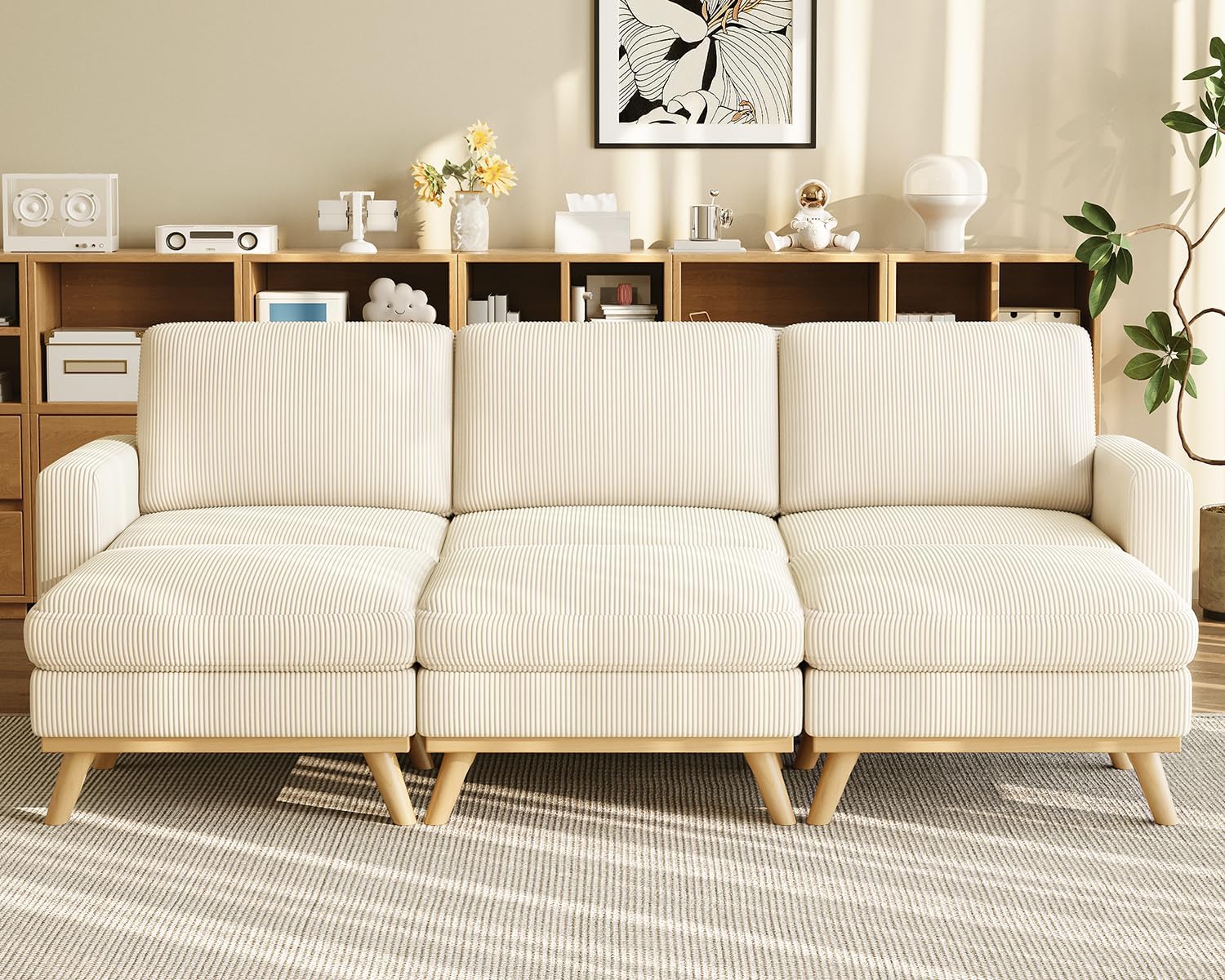 Vesgantti 68" Loveseat Sofa - Green, Comfy Corduroy with Spring Cushion, Solid Wood Frame, Modern Deep Seat, Bedroom & Living Room, Office Couch