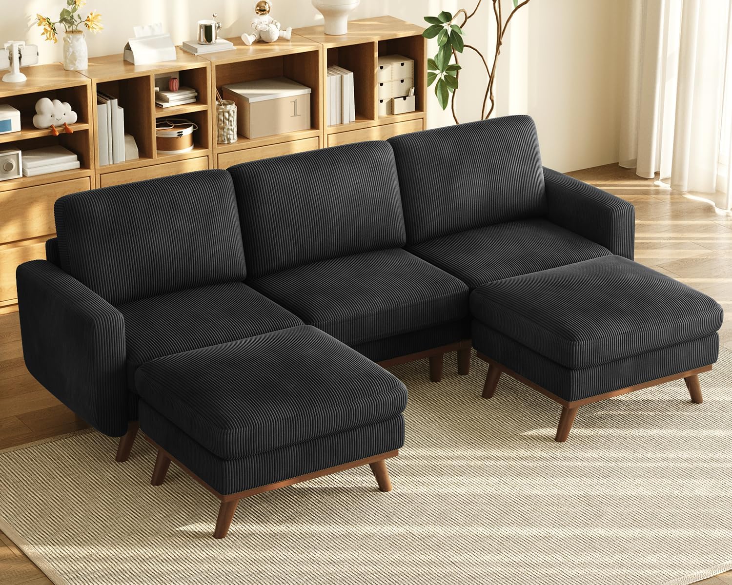 Vesgantti 68" Loveseat Sofa - Green, Comfy Corduroy with Spring Cushion, Solid Wood Frame, Modern Deep Seat, Bedroom & Living Room, Office Couch
