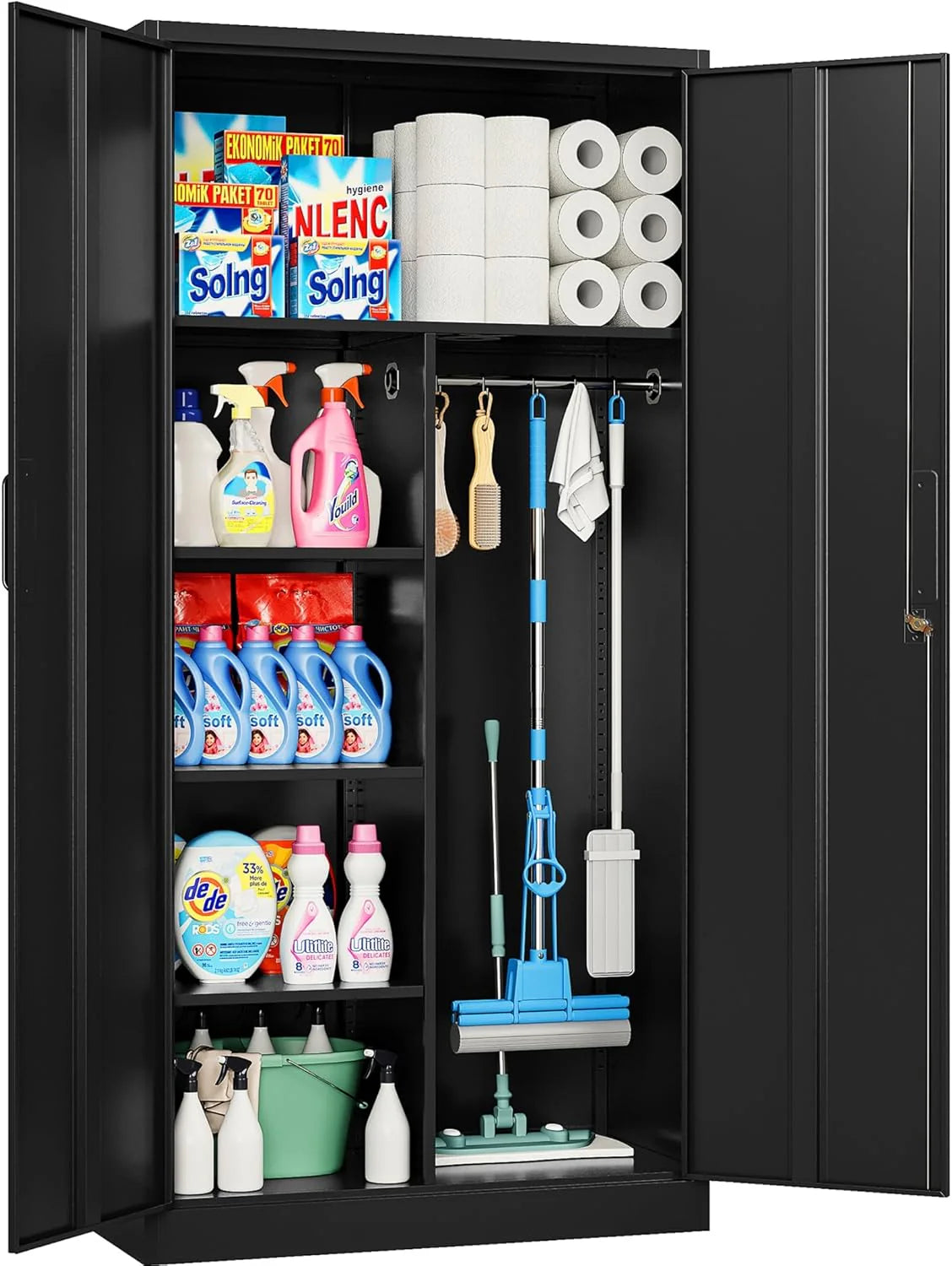 SISESOL Wide & Deep Metal Storage Cabinet with 2 Doors and 6 Shelves,72x36x18
