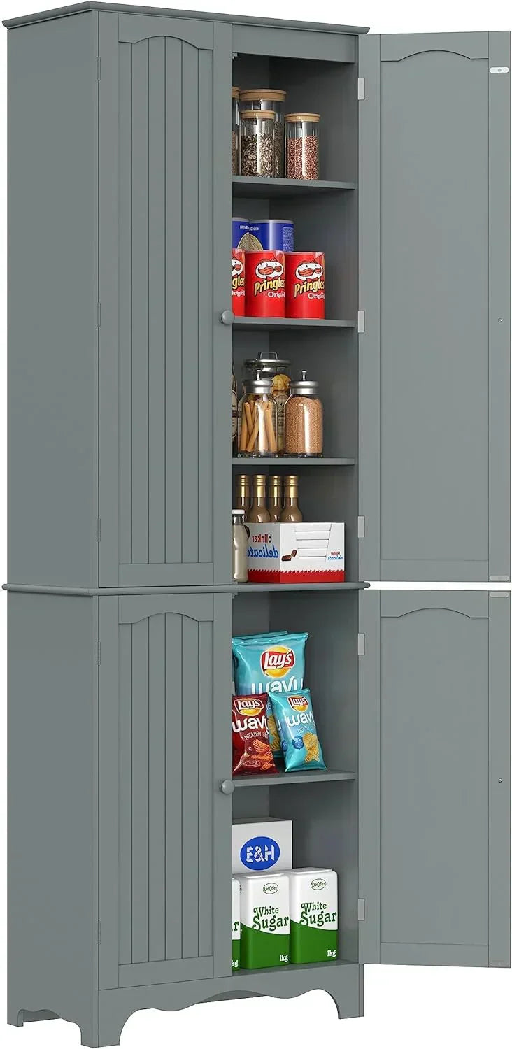 Tall Pantry Cabinet Freestanding Storage Cabinet Wooden Kitchen Pantry with 4 Doors