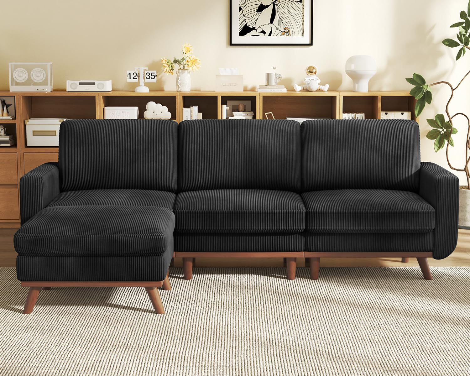 Vesgantti 68" Loveseat Sofa - Green, Comfy Corduroy with Spring Cushion, Solid Wood Frame, Modern Deep Seat, Bedroom & Living Room, Office Couch