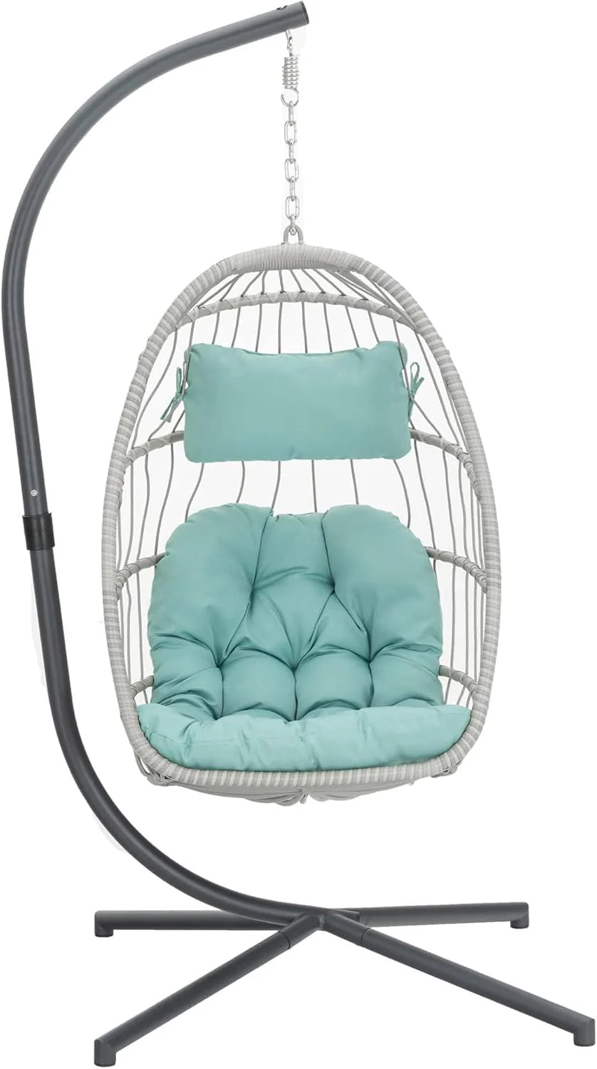 Yechen Indoor Outdoor Egg Hanging Chair Patio Wicker Swing Egg Chair Indoor Swinging Chair