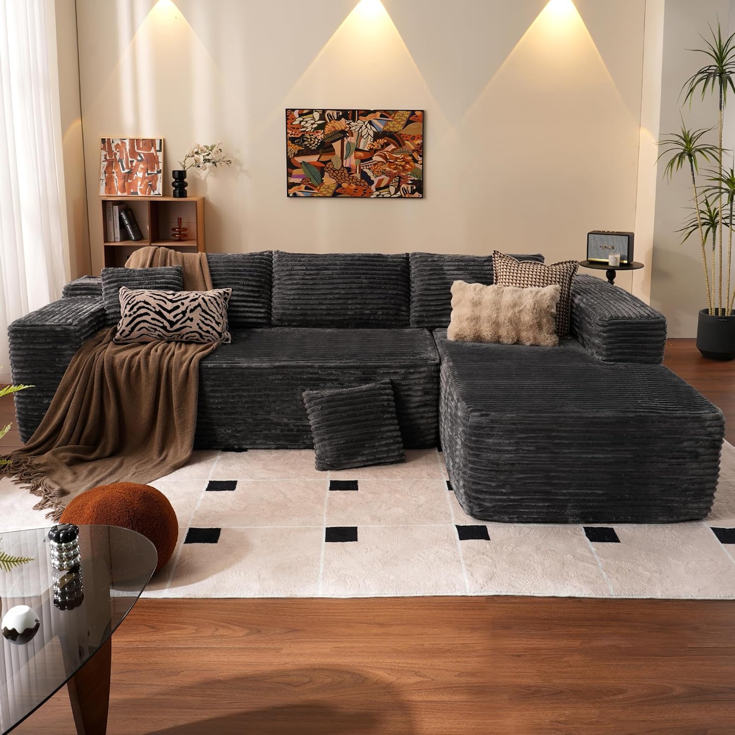 Ovios 104" Cloud Section Sofa L-shaped lounge chair, modern modular sofa