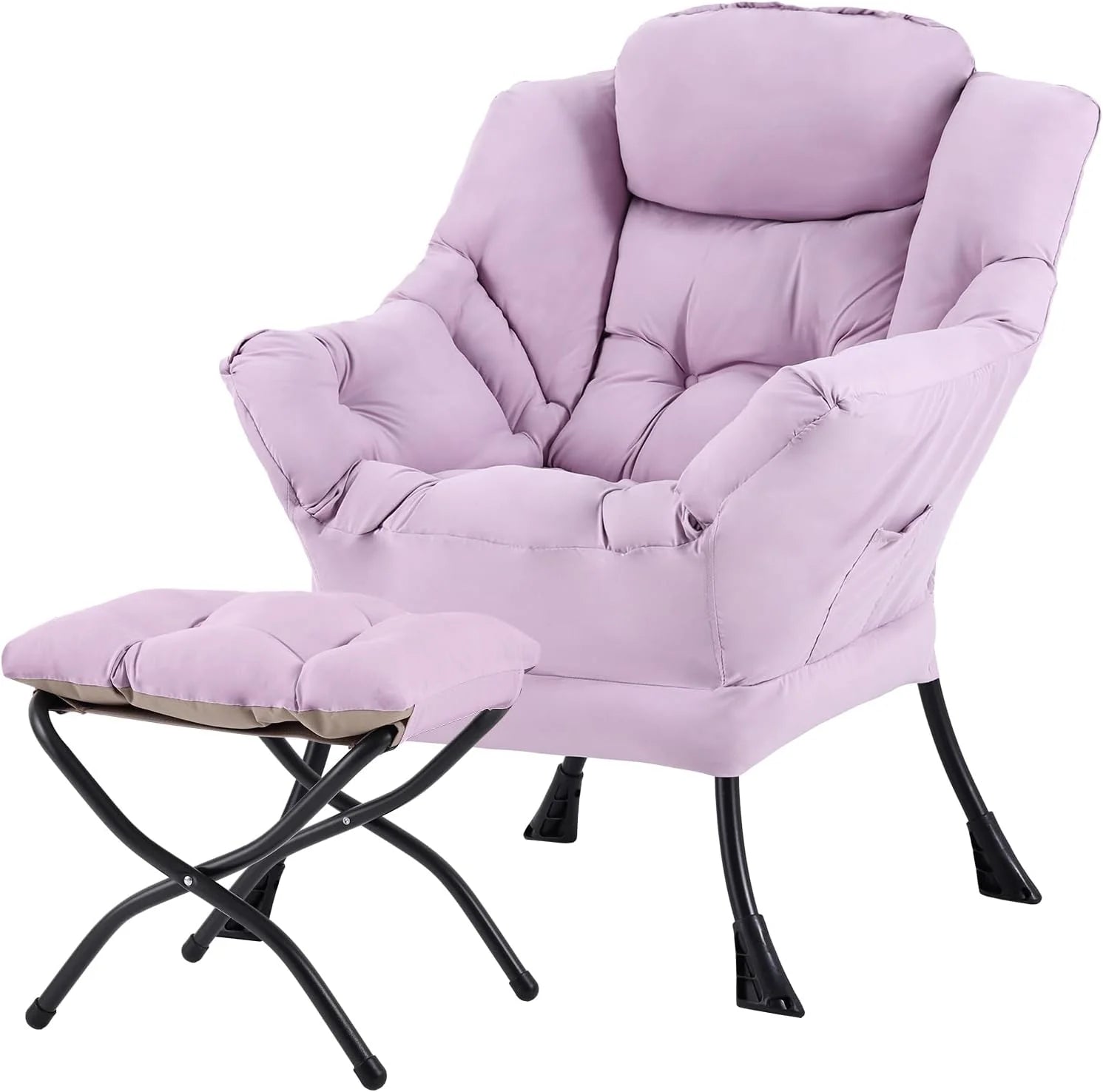 Tiita Lazy Chair with Ottoman Modern Large Accent Lounge Chair Leisure Sofa Armchair Ottoman