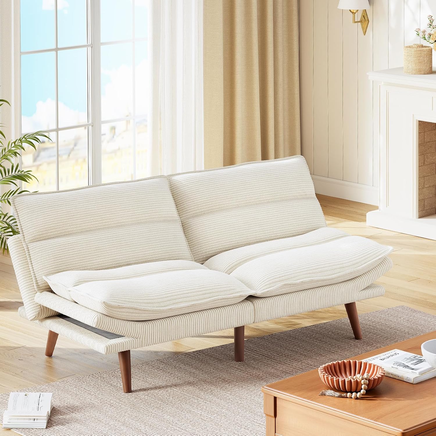 Futon Sofa Bed Futon Sofa Adjustable Back Armrests Converts to Small Sleeper Sofa Bed