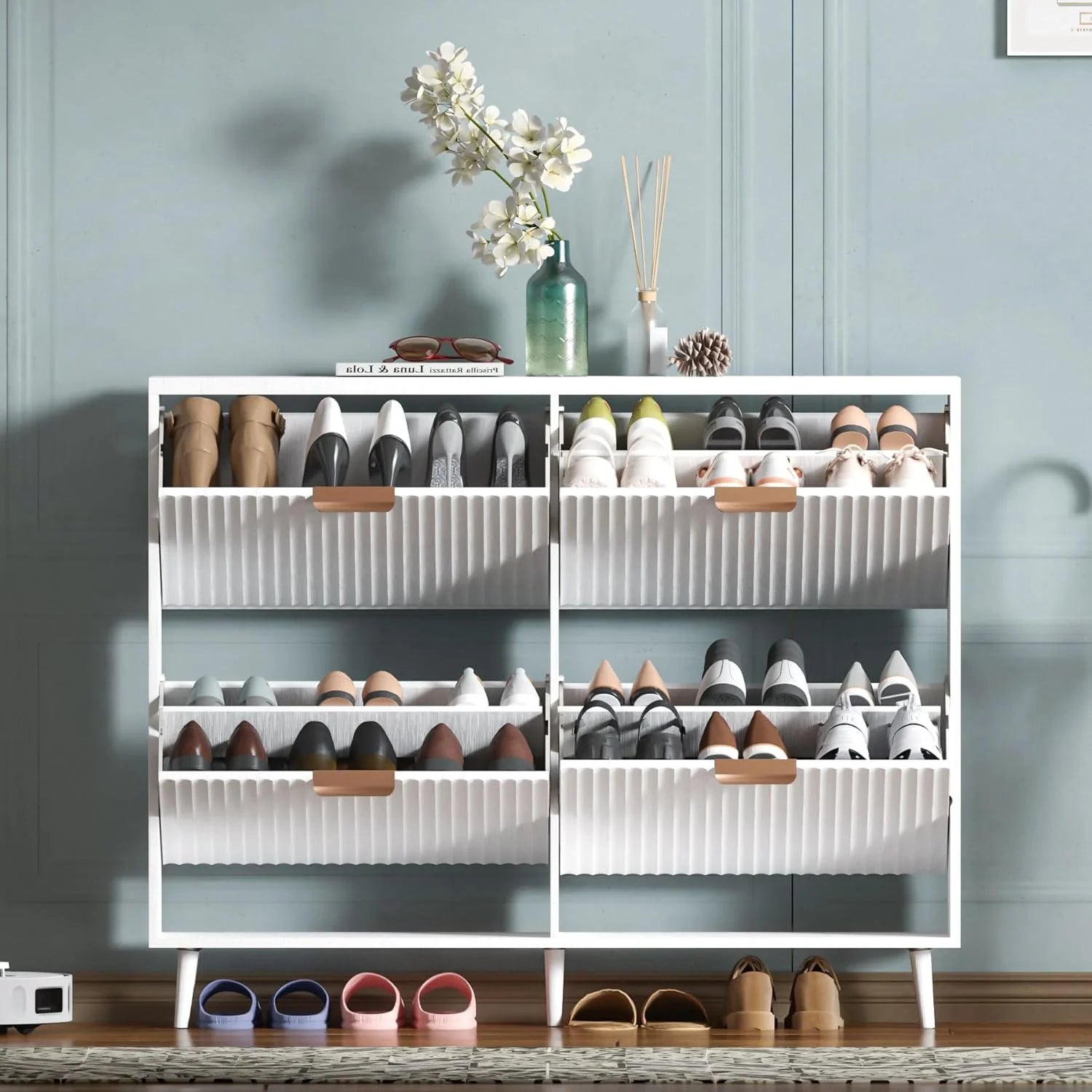 Shoe cabinet storage, modern independent storage cabinet entrance narrow shoe rack cabinet